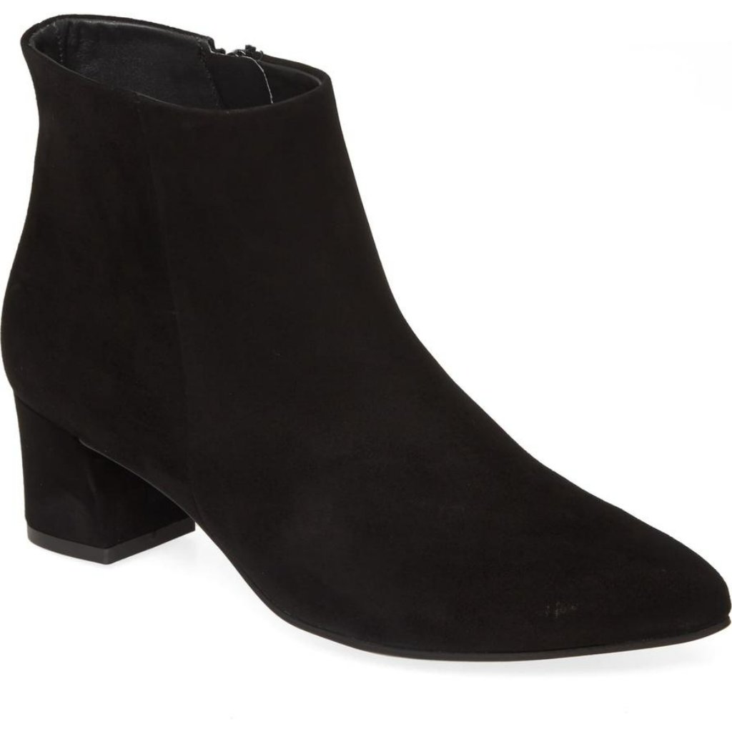 Paul Green Bridget Suede Bootie Pointy Toe Block Black Soft 8 (2)(Tb5)